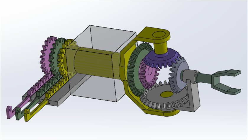 기어 구동식 구형 손목 메커니즘 (Geared spherical wrist mechanism) — SOLIDWORKS 설계 모델